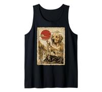 Golden Retriever Howling Vintage Ukiyo-e Japanese Art Tank Top