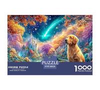 Golden Retriever in A Magical Autumn Landscape 1000-Piece Jigsaw Puzzle Cute Pet Dog Challenging Game for Men, Women & Elders 38x26cm/1000pcs