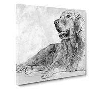 Golden Retriever in Abstract Modern Canvas Wall Art Print Ready to Hang, Framed Picture for Living Room Bedroom Home Office Décor, 20x20 Inch (50x50 cm)