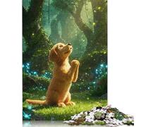 Golden Retriever in Enchanted Forest Puzzle 500 Piece Adult Jigsaw Puzzle Puzzle Adult Jigsaw Puzzle Home Educational Games DIY Toys 500pcs (52x38cm)