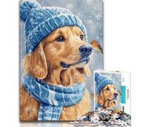 Golden Retriever in Winter Jigsaws Puzzles 1000 Pieces for Teenagers Gifts,Challenging Difficult Deal As Gifts for The Whole Family (50x75cm)