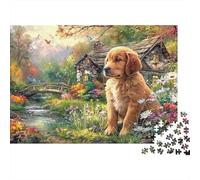 Golden Retriever Jigsaw Puzzles for Adults 1000 Pieces Puzzles Puppy Forest Path Family Puzzle Game Challenge High Difficulty for The Whole for Women, Gifts for Men 70x50cm/1000pcs