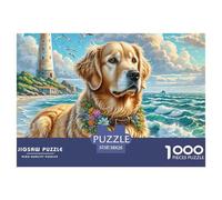 Golden Retriever Jigsaw Puzzles Puzzles for Adults Kids. 1000 Piece Impossible Challenge Toy Educational Game Home Decoration for Adults& Kids Age 14 Years Up 38x26cm/1000pcs