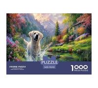 Golden Retriever Jigsaw Puzzles Puzzles for Adults Kids. 1000 Pieces Forest Stream Whimsical Challenge Toy s Home Decoration for Adults& Kids Age 14 Years Up 70x50cm/1000pcs