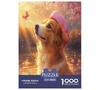 Golden Retriever Jigsaw Puzzles Puzzles for Adults Kids. 1000 Pieces Impossible Challenge Toy Educational Game Home Decoration for Adults& Kids Age 14 Years Up 38x26cm/1000pcs