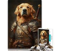 Golden Retriever Knight Jigsaw Puzzles for Adults 1000 Jigsaws,Challenging To Complete But Fun And Humorous Unique Home Decor And Gifts 38x26cm
