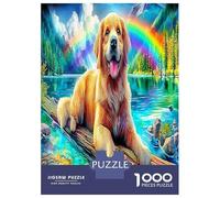 Golden Retriever Lake Scene 1000 Piece Animal Jigsaw Puzzles for Puzzles 1000 Pieces Jigsaw for Adults Challenging Family Puzzle Game Adults Gifts 52x38cm/1000pcs