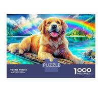Golden Retriever Lake Scene 1000 Piece Jigsaw Puzzle for Adults Rainbow Colourful Jigsaws Educational Games Great Gift 70x50cm/1000pcs