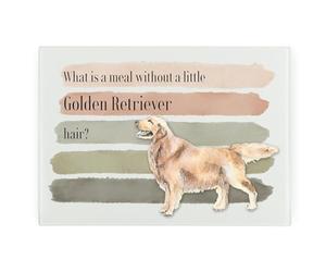Golden Retriever Large Rectangular Glass Worktop Protector - Dogs Themed Humourous Gifts - Smooth Board Kitchen Chopping/Cutting Board Worktop Saver with Non-Slip Feet 39cm x 28.5cm (15" x 11")