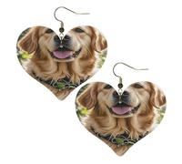 Golden Retriever Leather Earrings for Women Heart Earring Lightweight Dangle Drop Earring Set Jewelry Gift