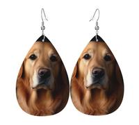 Golden retriever Leather Earrings for Women Teardrop Dangle Earrings Lightweight Unique Custom Picture Earrings Jewelry Fashion Pendant and Valentine Birthday Party Gift