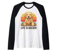 Golden Retriever Life is Golden Retro Vintage Dog Tee Raglan Baseball Tee