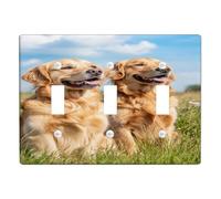 Golden Retriever Light Switch Cover Plates/Outlet Covers, Happy Dogs for Animal Lovers, Thermoplastic Wall Plates, Standard Size Triple Toggle