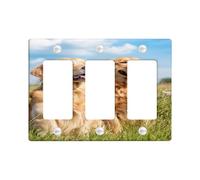 Golden Retriever Light Switch Cover Plates/Outlet Covers, Happy Dogs for Animal Lovers, Thermoplastic Wall Plates, Standard Size 3 Gang Wall Plate