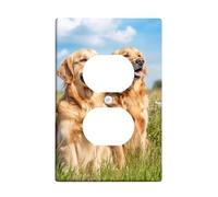 Golden Retriever Light Switch Cover Plates/Outlet Covers, Happy Dogs for Animal Lovers, Thermoplastic Wall Plates, Standard Size Single Duplex Outlet