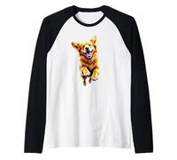 Golden Retriever Lover Jumping Design Funny Golden Retriever Raglan Baseball Tee
