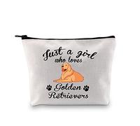 Golden Retriever Makeup Bag Just a Girl who Loves Golden Retrievers Lover Gifts Golden Retriever Cosmetic Bag Travel Toiletry Bag Cotton Zipper Pouch (Golden Retrievers Bag)