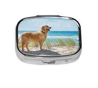 Golden Retriever,Meta Pill Box 2 Compartment Medicine Case,Portable Organizer,Rectangle Meta Portable Organizer Pill Box 1499 Compartment Medicine Case