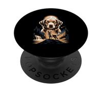 Golden Retriever Moon Guardian Waterfall Night PopSockets Adhesive PopGrip