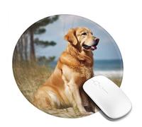 Golden Retriever Mouse Pad Waterproof Gaming Mousepad with Non-Slip Rubber Base Round Computer Mouse Mat for Office Latop Mousepads Washable Cloth Desk Pad 8 x 8 in
