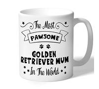Golden Retriever Mum Mug Gift Pawsome (Black Print) Dog Lover Owner Birthday for Her Women Present