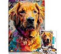Golden Retriever Oil Painting 1000 Piece Jigsaw Puzzle for Adults Teens,Decompressing Intellectual Educational Toy Birthday Present,Gifts,Wall Art (75x50cm)