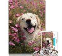 Golden Retriever Oil Painting 1000 Pieces Jigsaw Puzzles for Adults And Teens,Stress Reliever Difficult Challenge Enhance Love between Couples 38x26cm