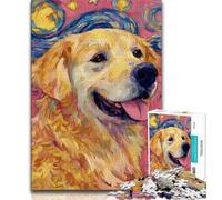 Golden Retriever Oil Painting Adult Jigsaws 1000 Pieces Difficult,Family Game Stress Reliever Difficult Challenge Secret Santa Gifts (50x75cm)