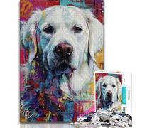 Golden Retriever Oil Painting Jigsaw Puzzles for Adults 1000 Pieces,Stress Reliever Difficult Challenge Suitable for Desktop Decoration (50x75cm)