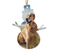 golden retriever on the beach -Print Christmas Wooden Ornaments 2PCS- Handmade Eco-Friendly Hanging Decor For Tree Gifts Holiday Festivities.