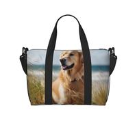 Golden Retriever on The Beach Print Travel Duffel Bag, Lightweight Water-Resistant Weekender Spacious Gym & Travel Bag for Men, Women & Teens