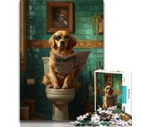 Golden Retriever on Toilet 1000 Piece Jigsaw Puzzles for Adults & Teens,Learning Educational Toys Family Games Birthday Present,Gifts (38x26cm)
