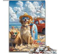 Golden Retriever on Vacation 1000 Piece Jigsaw Puzzles, Art Interesting Stress Reduction Wishlist with Santa Claus for Age 14 (50x75cm)
