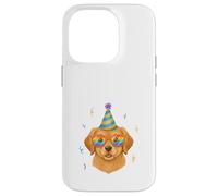 Golden Retriever Party Hat Puppy Rainbow Glasses Case for iPhone 14 Pro