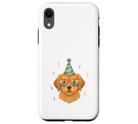 Golden Retriever Party Hat Puppy Rainbow Glasses Case for iPhone XR