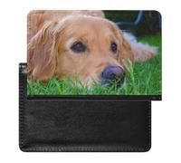 Golden Retriever Passport Holder PU Leather Slim Passport Cover with Card Slots Travel Document Holder Cover