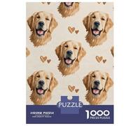 Golden Retriever Pattern 1000 Piece Jigsaw Puzzle Paper for Adults Heart Elements Puzzle Game for Family Relaxing Gift 52x38cm/1000pcs