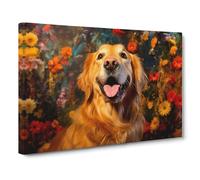 Golden Retriever Photograph 8K Canvas Print | Gallery Wrapped 30mm Frame Wall Art | 30x20 inches | Ready to Hang | Modern Animal Picture | Living Room Bedroom Lounge Office