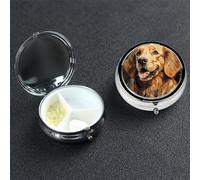 Golden Retriever Pill Case Portable Metal Pill Box 3 Compartment Pill Organizer Cute Travel Pill Container Vitamin Organizer for Purse Pocket Travel Gift