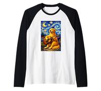 Golden Retriever Playing Guitar Whimsical Art Music Camping Raglan Baseball Tee