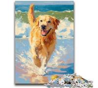 Golden Retriever Playing Tennis 1000 Pieces Jigsaw Puzzle for Adults& Teens, Interesting Stress Reduction Parent-child Interaction 26x38cm