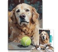Golden Retriever Playing Tennis JigsawPuzzle 1000 Pieces for Teenagers,Educational Games Home Decoration Deal As Gifts for The Whole Family 75x50cm