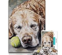 Golden Retriever Playing Tennis Jigsaws Puzzles 1000 Pieces for Adults Gifts,Challenging To Complete But Fun And Humorous Birthday Present,Gifts,Wall Art (38x26cm)