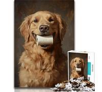 Golden Retriever Playing with Toilet Paper Jigsaw Puzzles for Teenagers 1000 Piece,Educational Games Home Decoration Artists Collection,Fine Art (75x50cm)