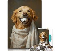 Golden Retriever Playing with Toilet Paper JigsawPuzzle 1000 Pieces for Adults,Learning Educational Toys Family Games with Matching Poster And Trivia Sheet 38x26cm