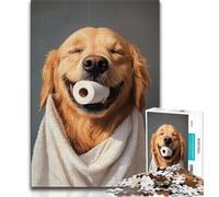 Golden Retriever Playing with Toilet Paper Puzzles for Teenagers Teens 1000pc Puzzle,Fun Games Every Piece Is Unique - Challenging Family Fun Game (38x26cm)