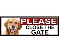 Golden Retriever PLEASE CLOSE THE GATE METAL GATE SIGN 266mm x 87m. (859H2)
