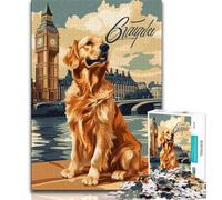Golden Retriever Portrait 1000 Piece Jigsaw Puzzles for Teenagers Gifts,Game Toys Every Piece Is Unique - Challenging Family Fun Game (38x26cm)