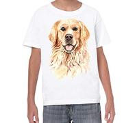 Golden Retriever Portrait Cute Dog Lovers Gift Kids T-Shirt (5 to 6, White)
