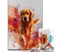 Golden Retriever Portrait Jigsaws Puzzles 1000 Pieces for Adults Gifts,Challenging Family Activity Games DIY Toy for Home Wall Decor Gifts (50x75cm)
